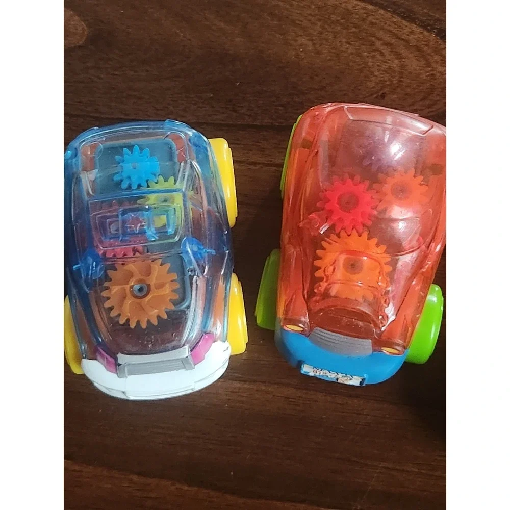 Lot of 4 Vintage toy cars. Pull string Mickey Kart, McDonalds 1993, clear gear